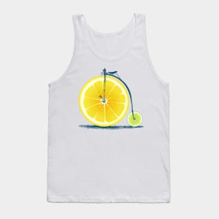 Vintage Lemon Lime Bike with Retro Cycle Frame Look and Lemon and Green Citrus Wheels, where you sit on Top of Lemon Tank Top